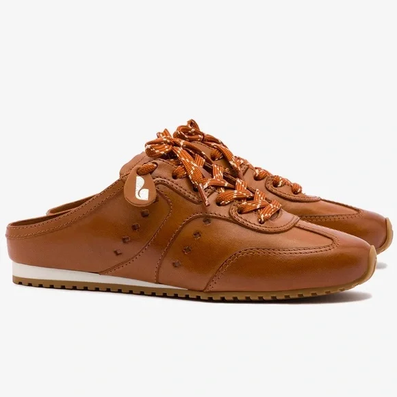 Larroudé Brown Leather Stella Sneaker Mules NWOT - Picture 5 of 11